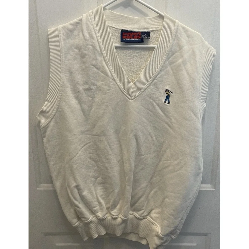 Pivot Rules V-neck Vest Golfer Embroidered Vintage‎ Men's Medium Sweatshirt